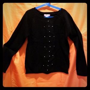 Super soft black sweater with silver bead decorati